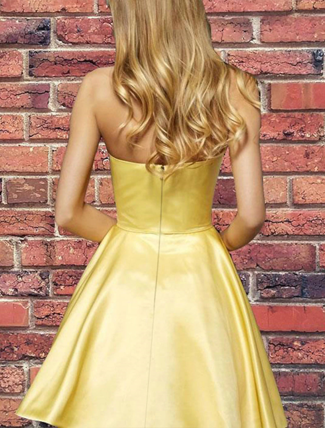 Wholesale A-Line Hot Flirty Homecoming Cocktail Party Dress Strapless Sleeveless Short / Mini Satin with Sleek Pleats